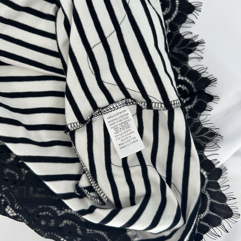 Umgee Tunic Top/Dress Sz S Boho Striped‎ Black Lace Detail Pockets Whimsigoth - Picture 6 of 8